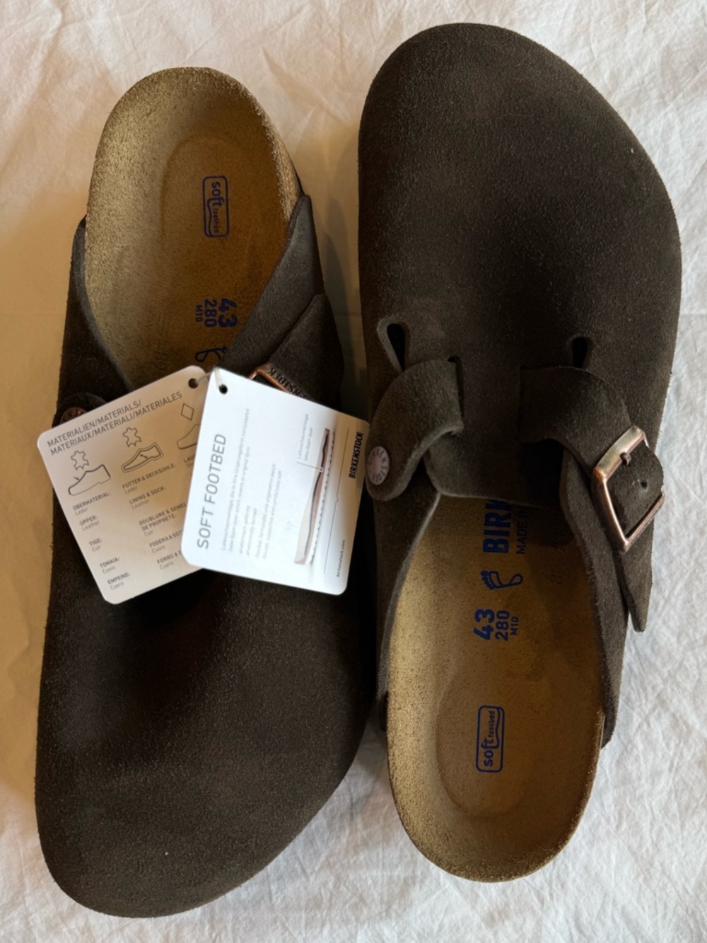 Birkenstock Boston Soft Footbed Clogs Mocha Suede EU 43 Regular NEW
